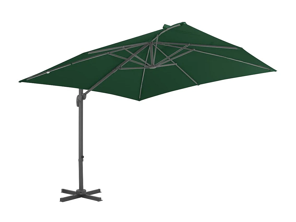 Guarda-sol cantilever poste alumínio 400x300 cm verde PT112105