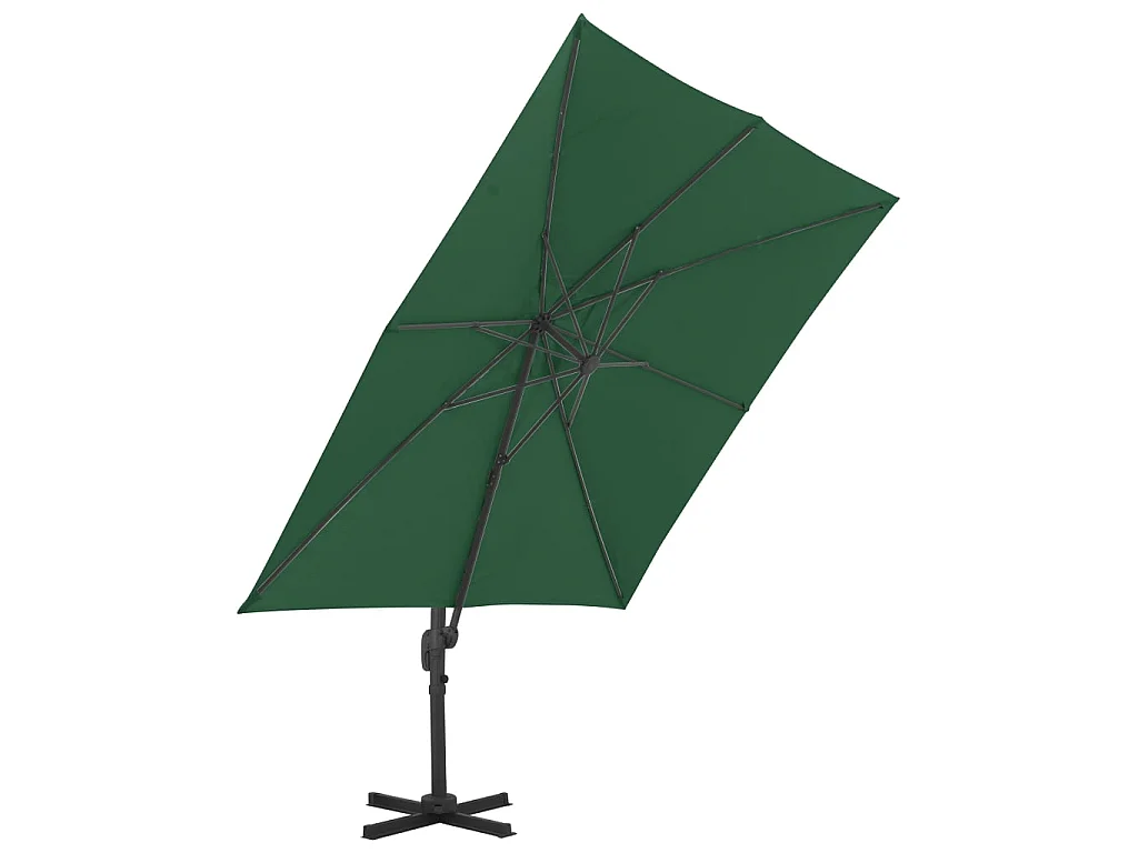 Guarda-sol cantilever poste alumínio 400x300 cm verde PT112105