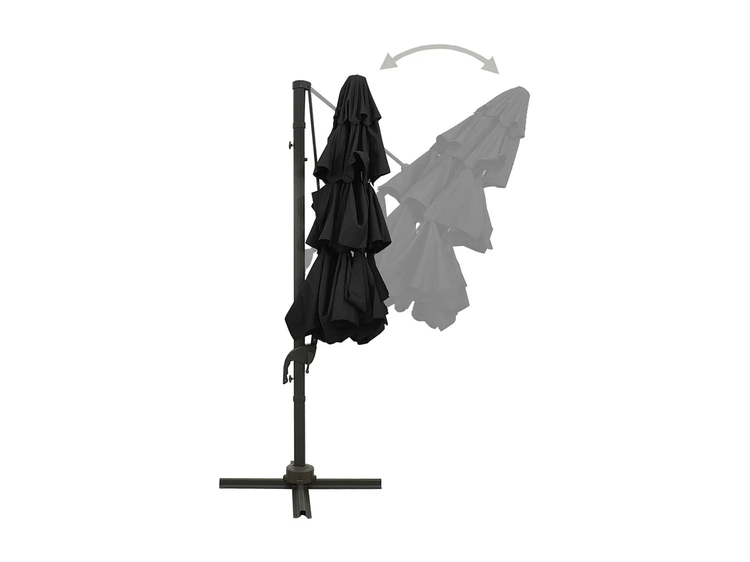 Parasol à 4 niveaux avec mât en aluminium Noir 3x3 m WVGQ9666
