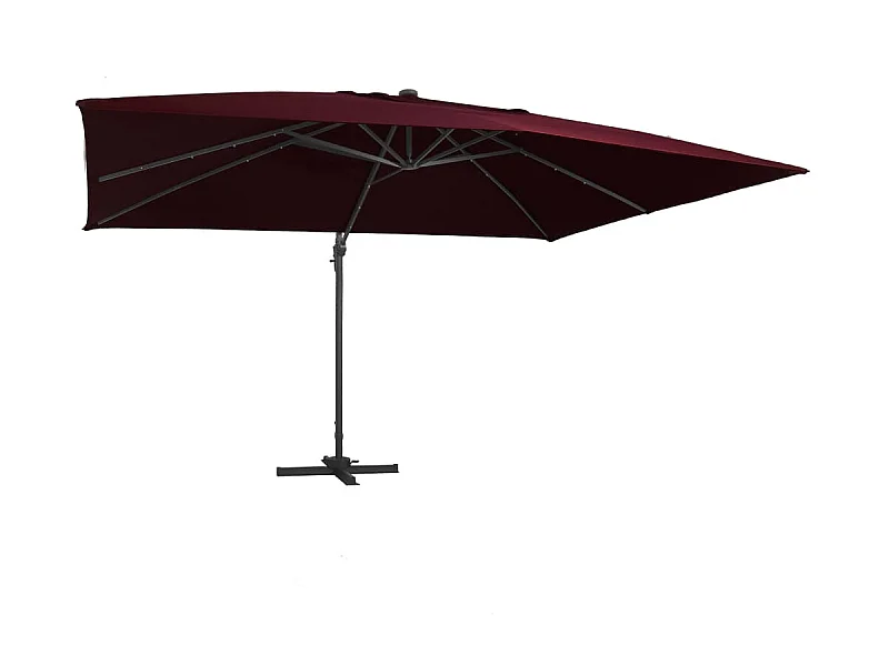 Parasol déporté avec lumières LED Rouge bordeaux 400x300 cm GWE1525