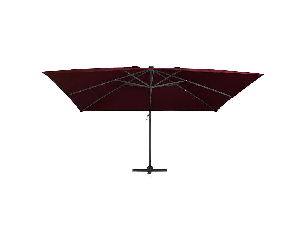 Parasol déporté avec lumières LED Rouge bordeaux 400x300 cm GWE1525