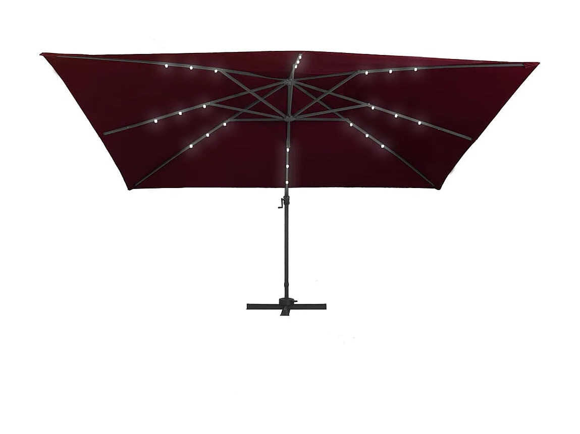 Parasol déporté avec lumières LED Rouge bordeaux 400x300 cm GWE1525