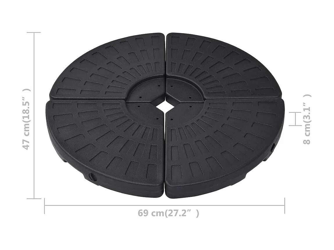 Socle de parasol en forme d'éventail 4 pcs Noir WVGQ4562