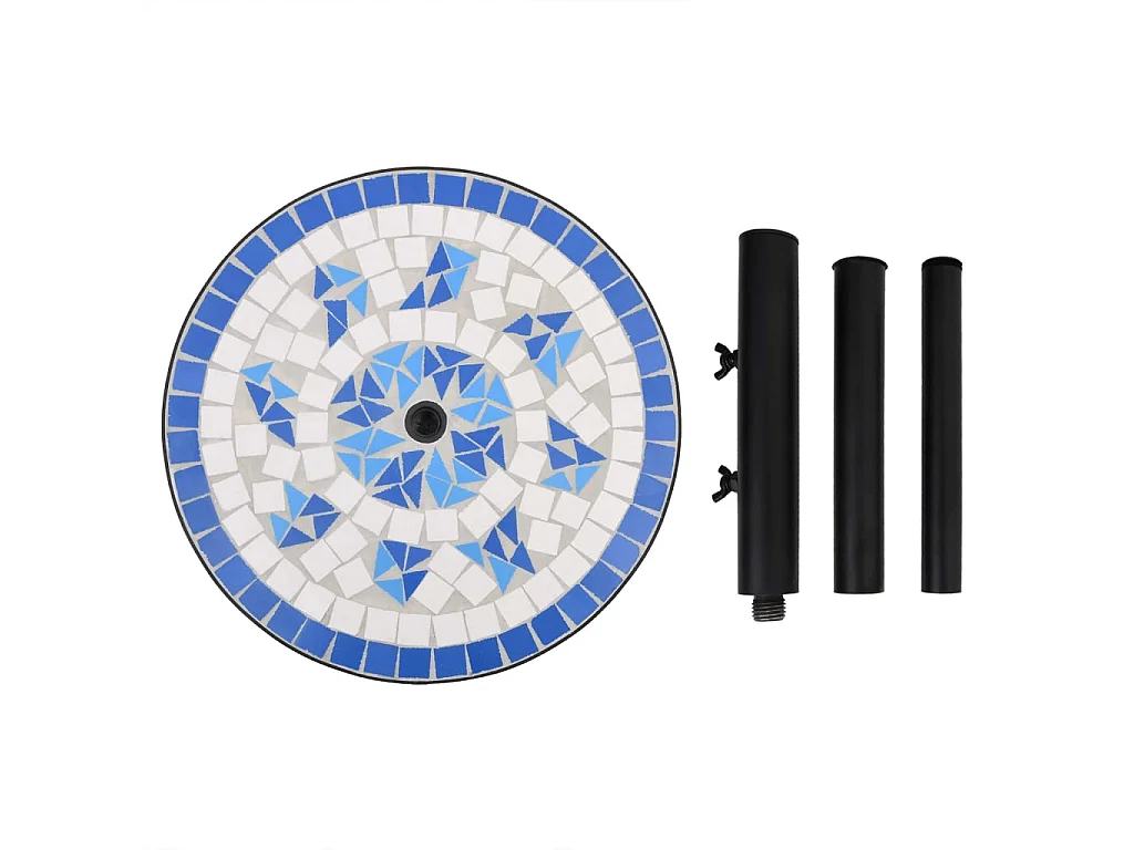 Base de parasol bleu et blanc rond 12 kg WVGQ6903