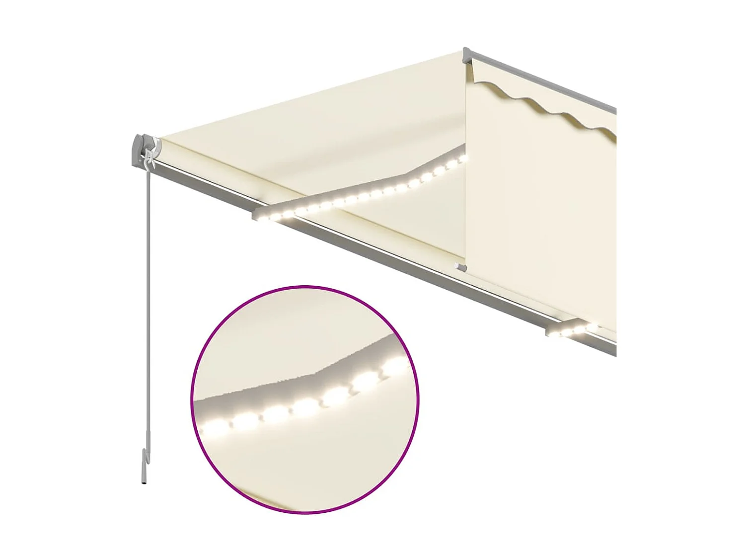Auvent rétractable manuel avec store et LED 3,5x2,5 m Crème WVGQ9761