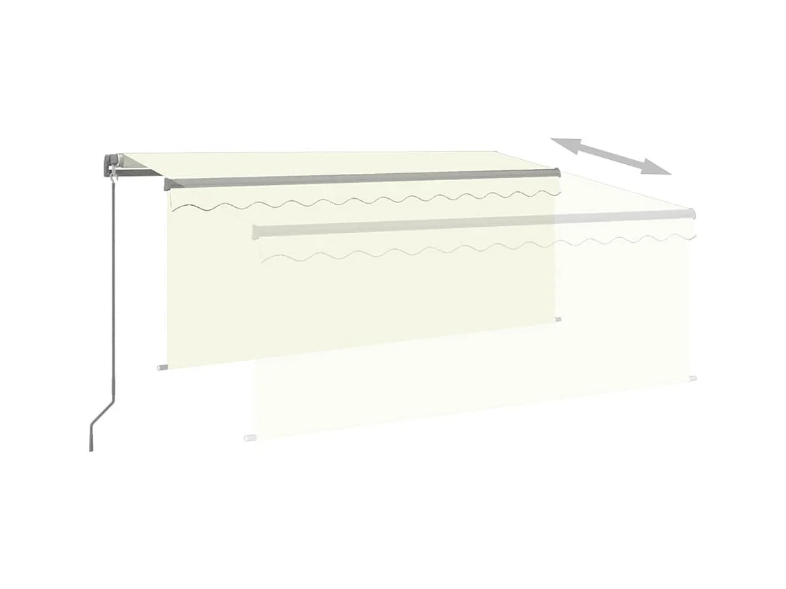 Auvent rétractable manuel avec store et LED 3,5x2,5 m Crème WVGQ9761