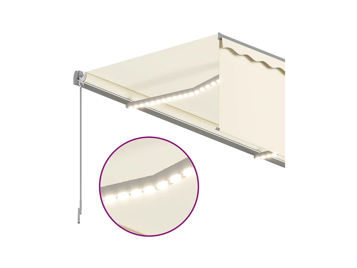 Auvent rétractable manuel avec store et LED 3,5x2,5 m Crème WVGQ9761