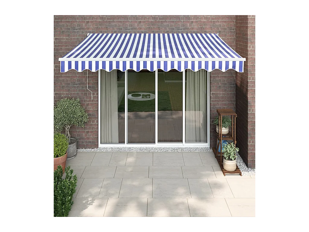 Auvent rétractable automatique bleu et blanc 3,5x2,5 m WVGQ1479
