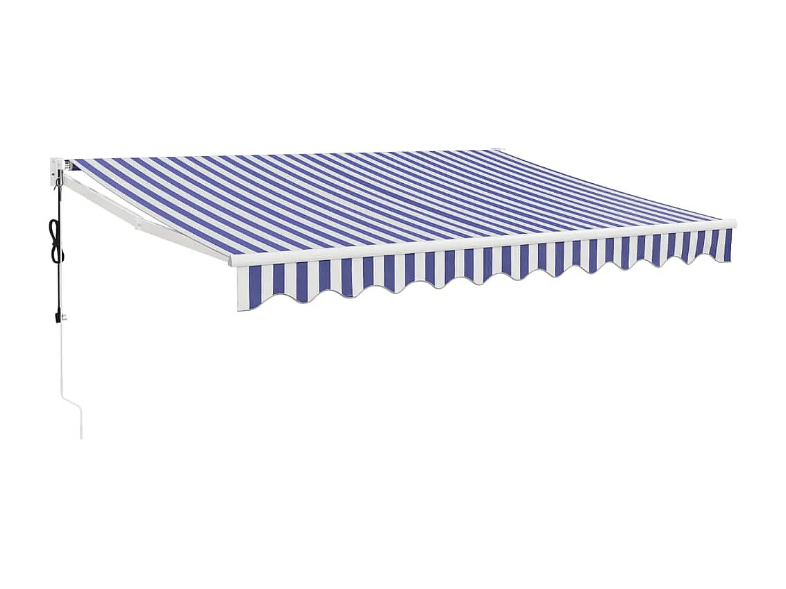 Luifel elektrisch uitschuifbaar 3,5x2,5 m blauw en wit NL762643