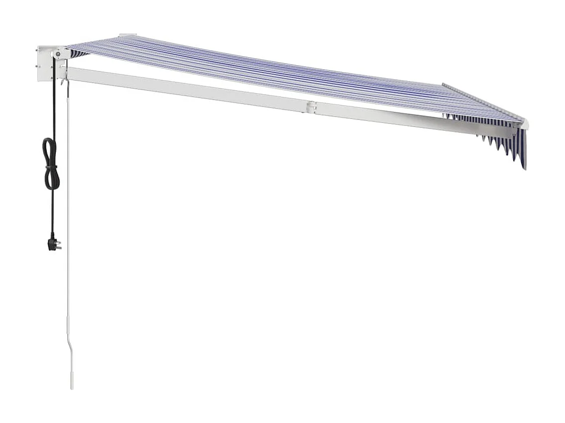 Luifel elektrisch uitschuifbaar 3,5x2,5 m blauw en wit NL762643
