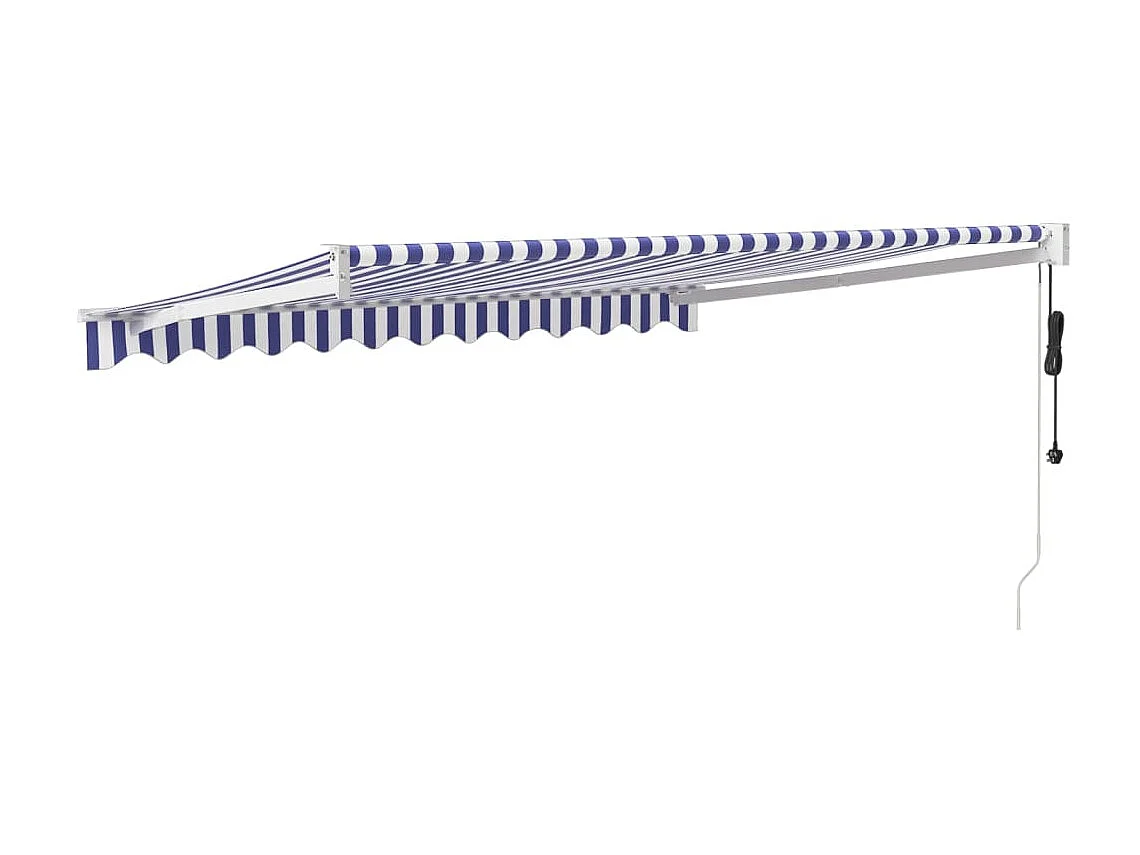 Luifel elektrisch uitschuifbaar 3,5x2,5 m blauw en wit NL762643
