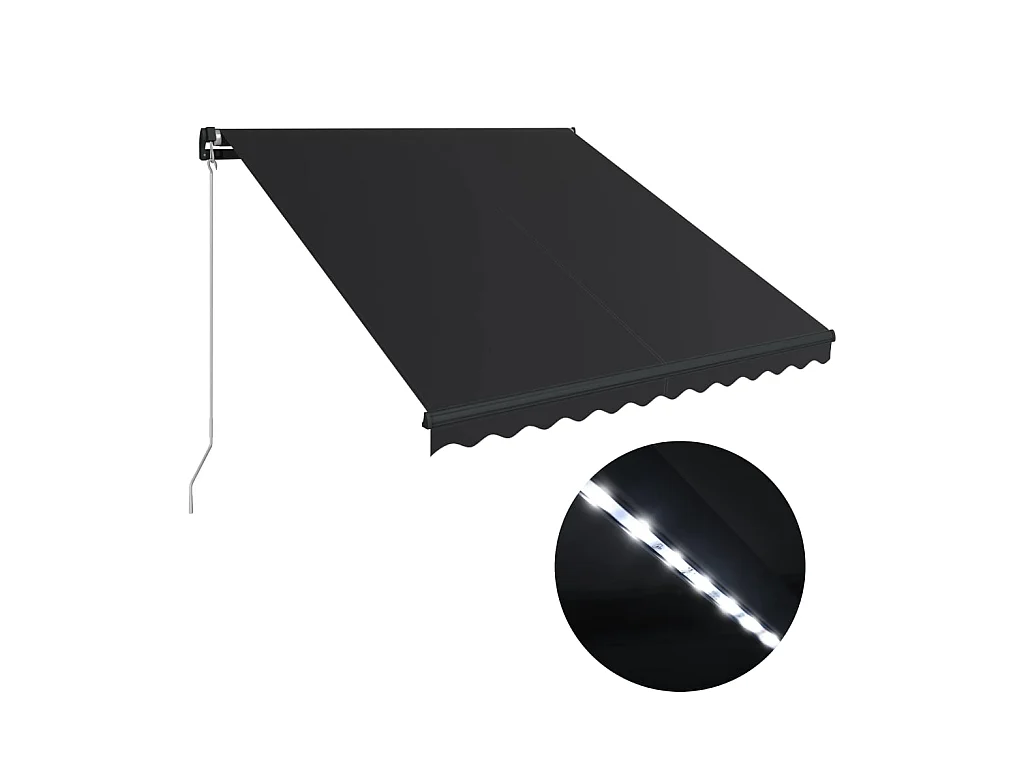 Auvent manuel rétractable avec LED 300x250 cm Anthracite WVGQ2185