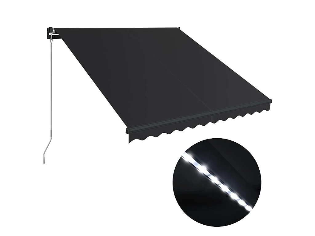 Luifel handmatig uittrekbaar met LED 300x250 cm antraciet NL775660