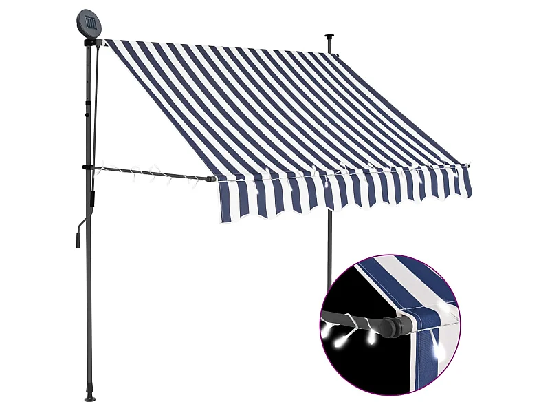 Toldo manual retráctil con LED azul y blanco 100 cm ES10403