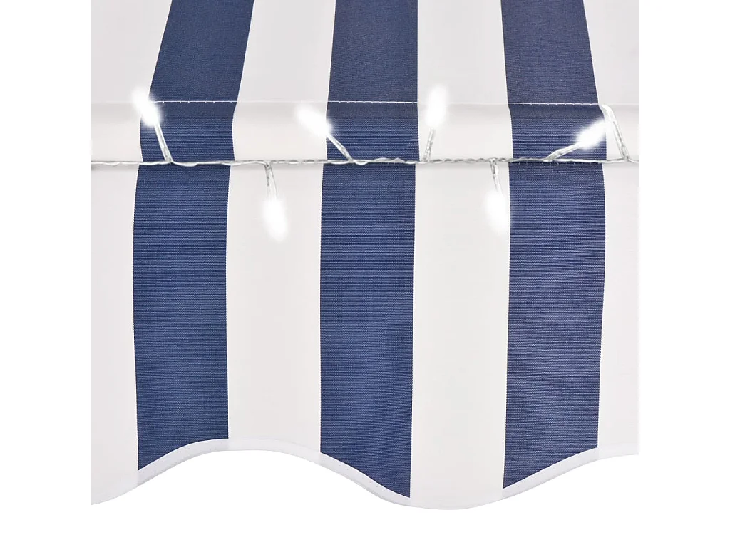 Auvent manuel rétractable avec LED 100 cm Bleu et blanc WVGQ7970