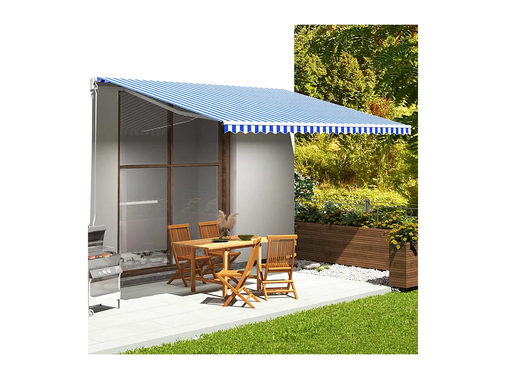 Tissu de remplacement pour auvent Bleu et blanc 5x3,5 m WVGQ6423