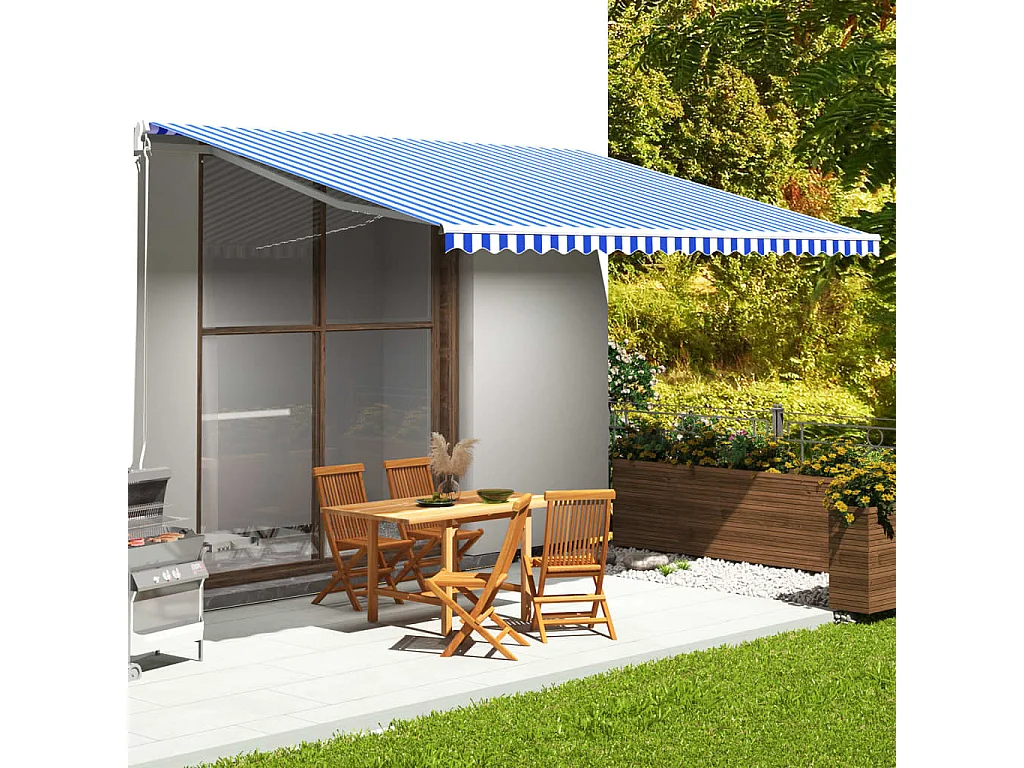 Tissu de remplacement pour auvent Bleu et blanc 5x3,5 m WVGQ6423