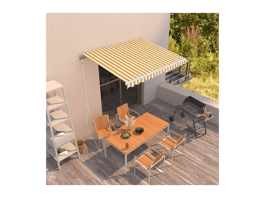 Auvent rétractable automatique 350x250 cm Jaune et blanc WVGQ6494