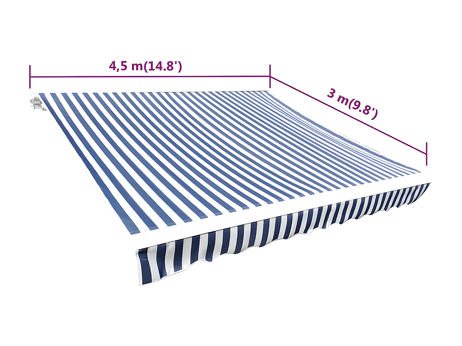 Luifeldoek 450x300 cm canvas blauw en wit NL217105