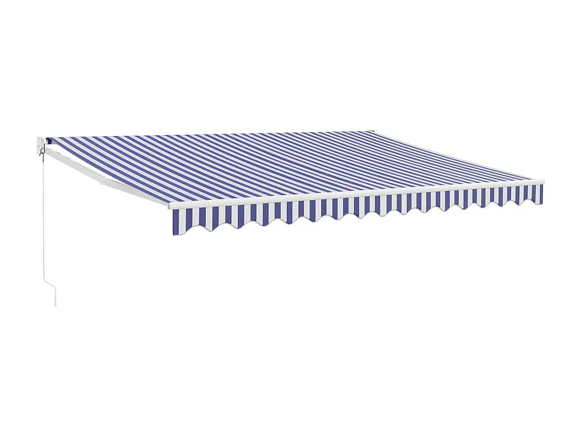 Toldo retráctil aluminio y tela azul y blanco 4,5x3 m ES65221