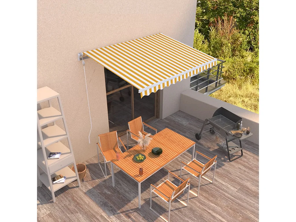 Luifel automatisch uittrekbaar 300x250 cm geel en wit NL811012