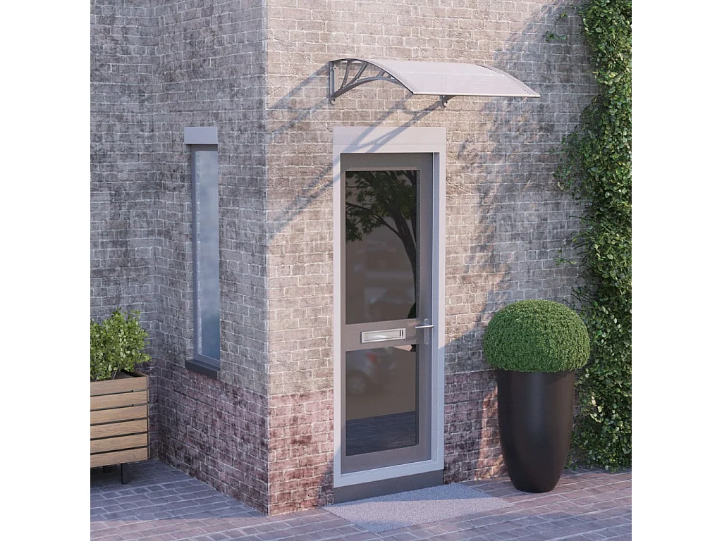 Auvent de porte Gris et transparent 80x80 cm Polycarbonate WVGQ2779