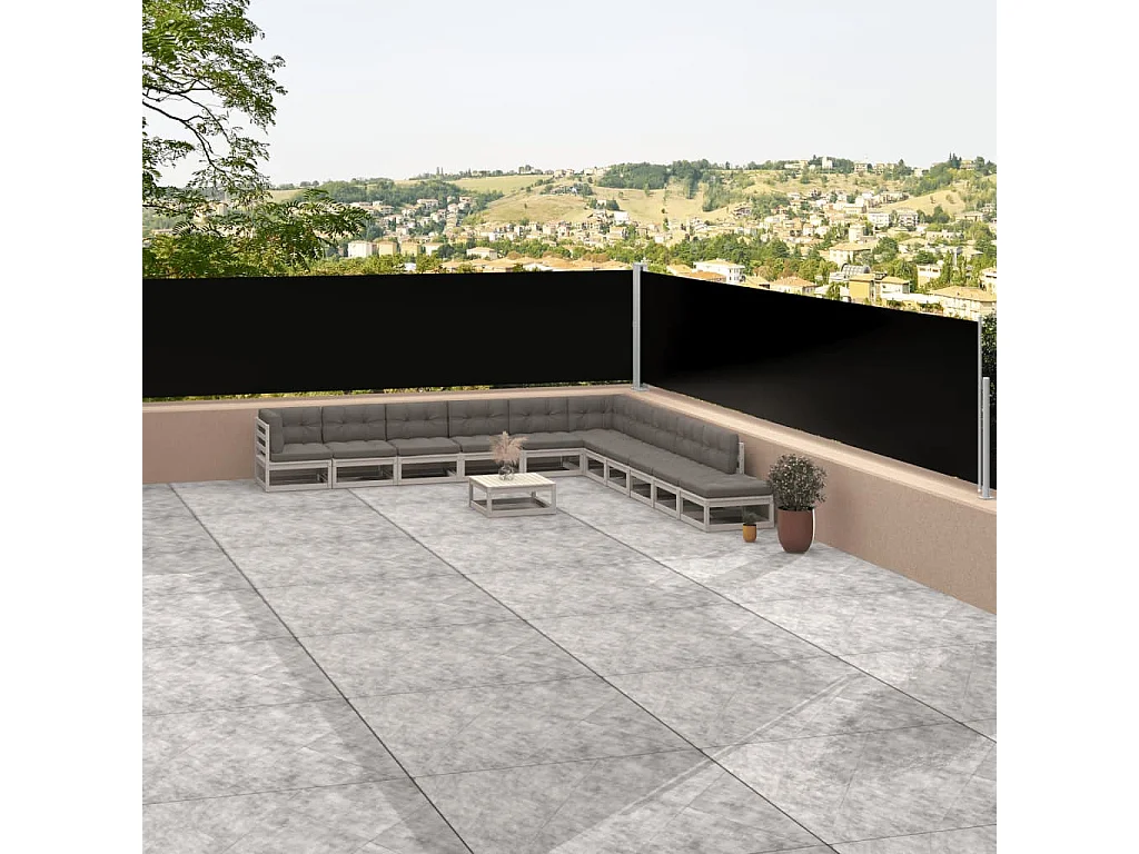 Toldo lateral retráctil negro 117x1200 cm ES80276