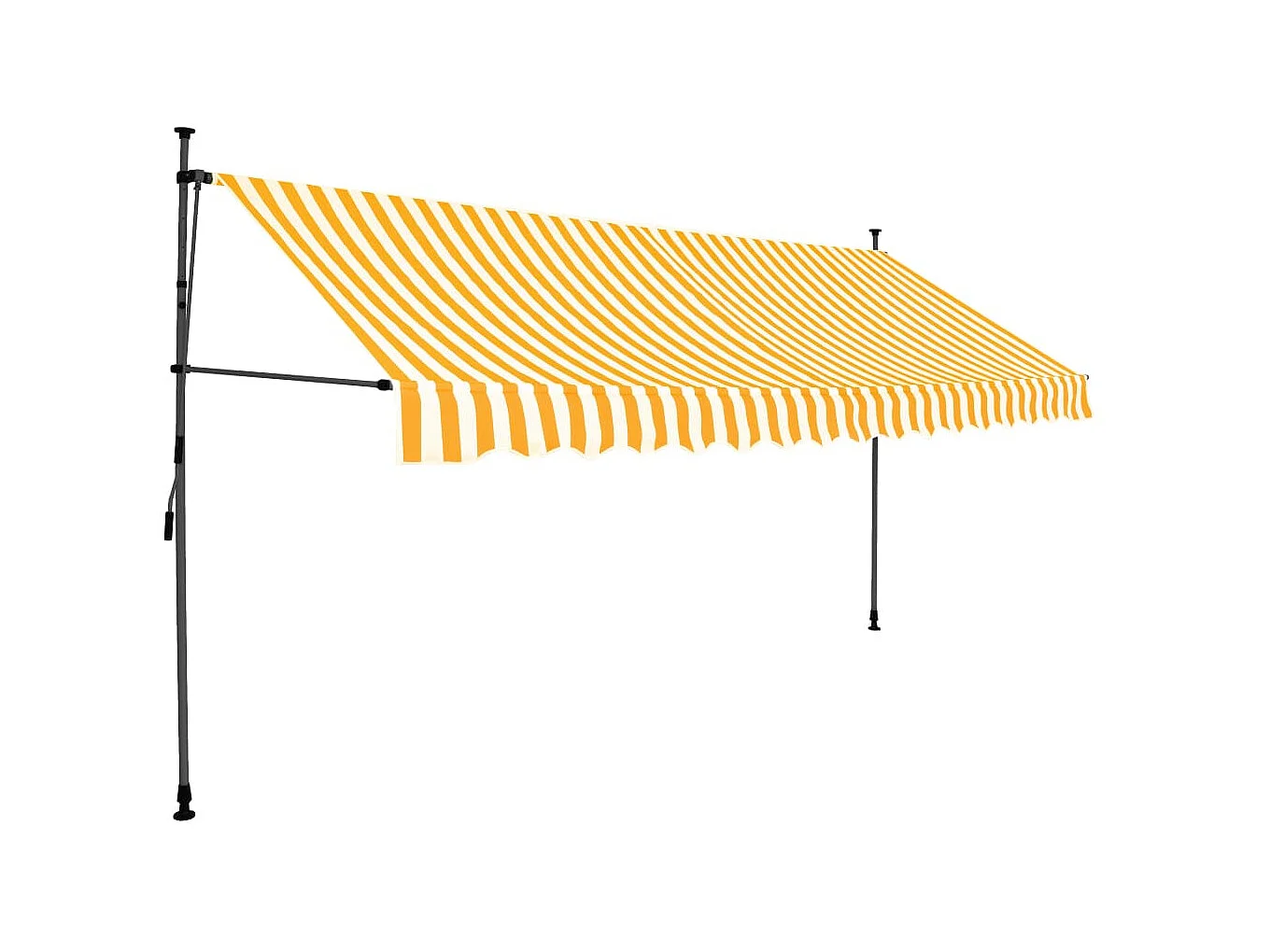 Luifel handmatig uitschuifbaar met LED 350 cm wit en oranje NL233653