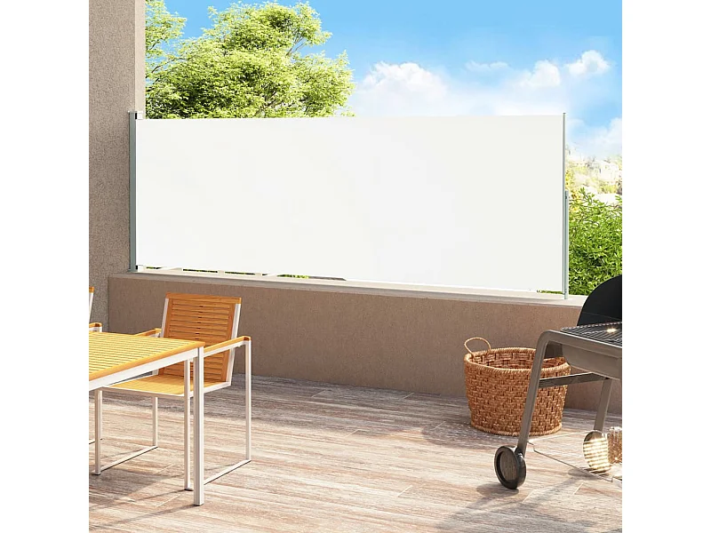 Toldo lateral retráctil de jardín crema 180x500 cm ES79496