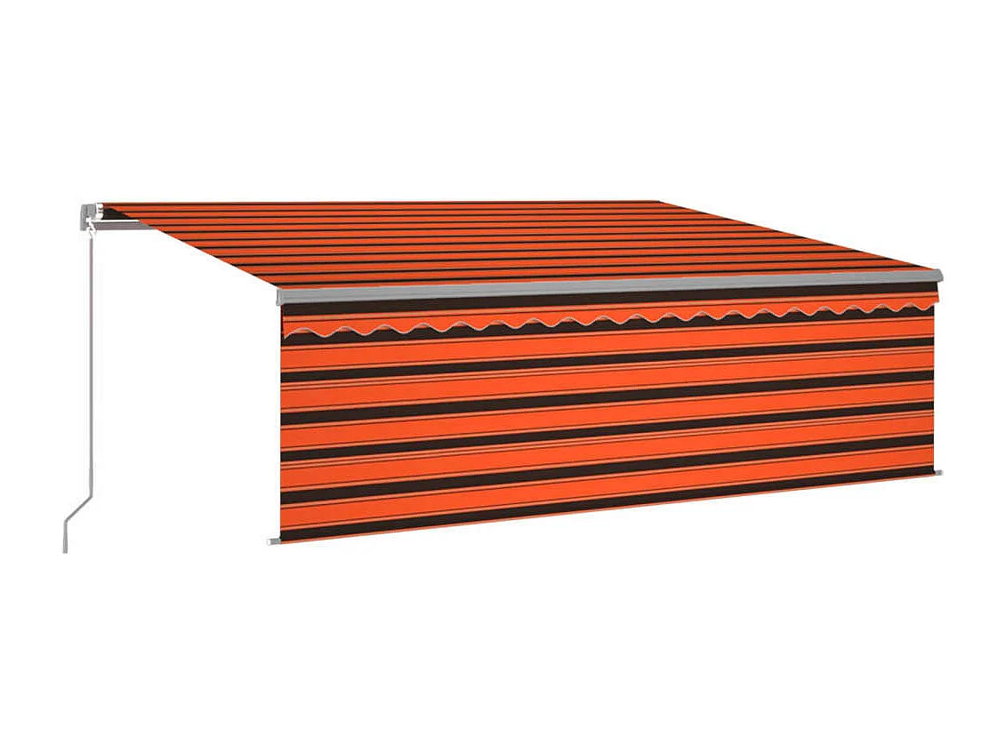 Auvent manuel rétractable avec store 4x3 m Orange et marron WVGQ3710
