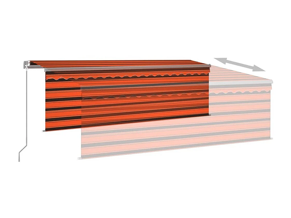 Auvent manuel rétractable avec store 4x3 m Orange et marron WVGQ3710