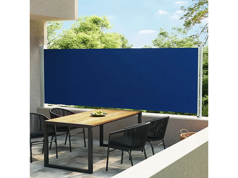 Auvent latéral rétractable de patio 600x160 cm Bleu WVGQ2035