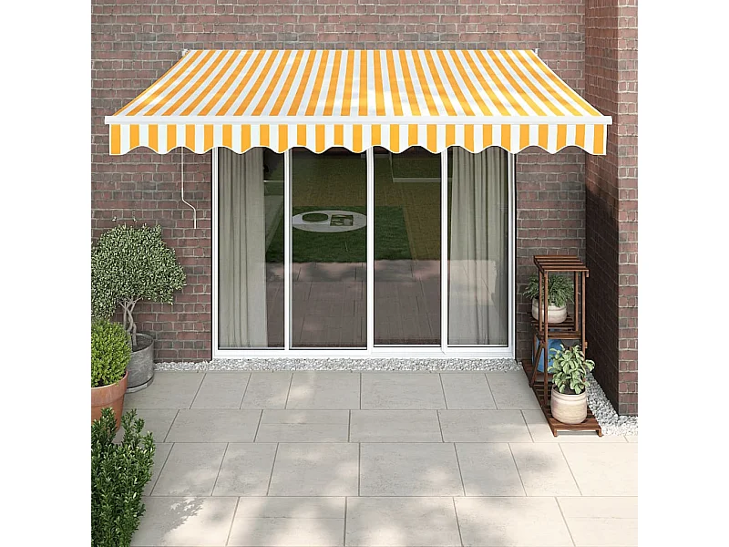 Auvent rétractable automatique jaune et blanc 3,5x2,5 m WVGQ1193