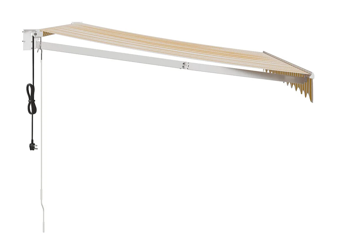 Luifel elektrisch uitschuifbaar 3,5x2,5 m geel en wit NL442249