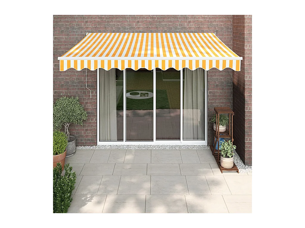 Auvent rétractable automatique jaune et blanc 3,5x2,5 m WVGQ1193