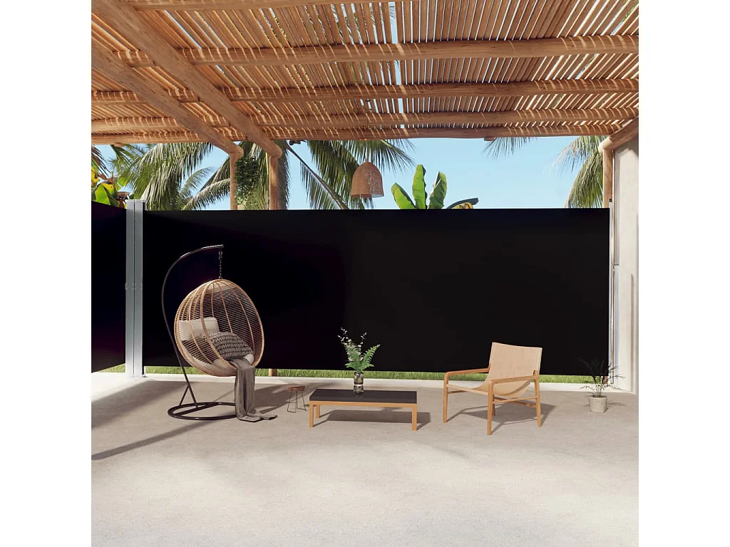 Toldo lateral retráctil negro 220x1000 cm ES68954