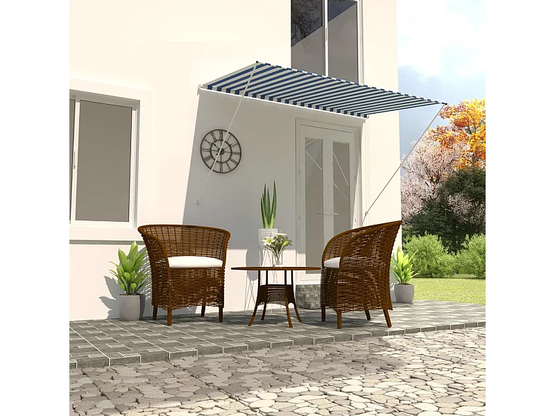 Toldo retráctil 250x150 cm azul y blanco ES47077