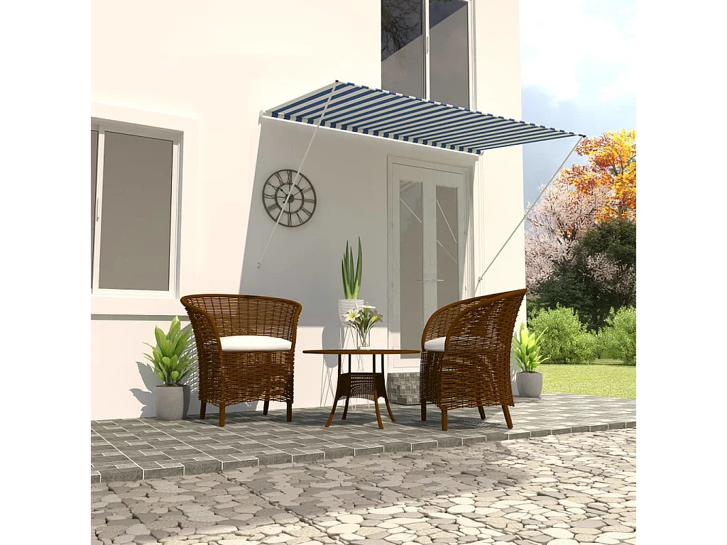 Auvent rétractable 250x150 cm Bleu et blanc WVGQ8702