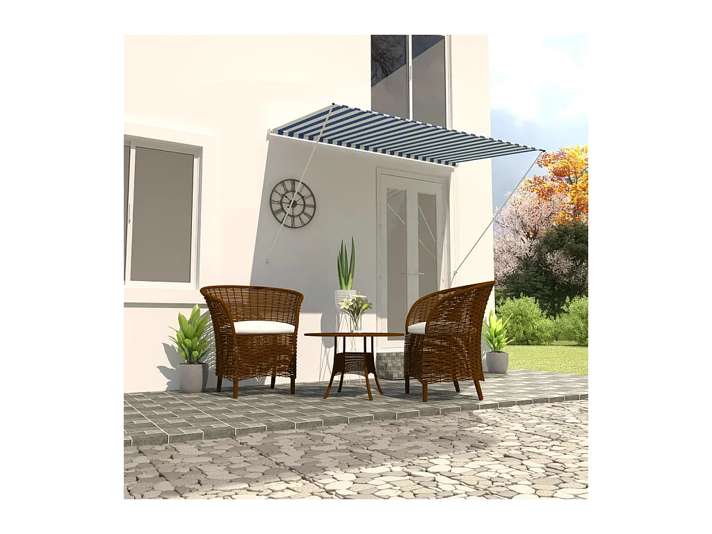 Auvent rétractable 250x150 cm Bleu et blanc WVGQ8702