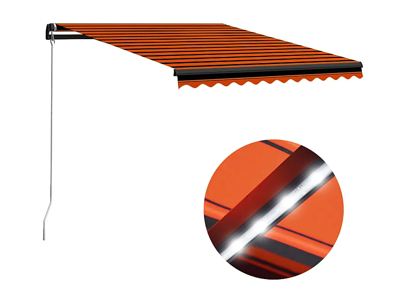 Toldo retráctil manual con LED naranja y marrón 300x250 cm ES59596