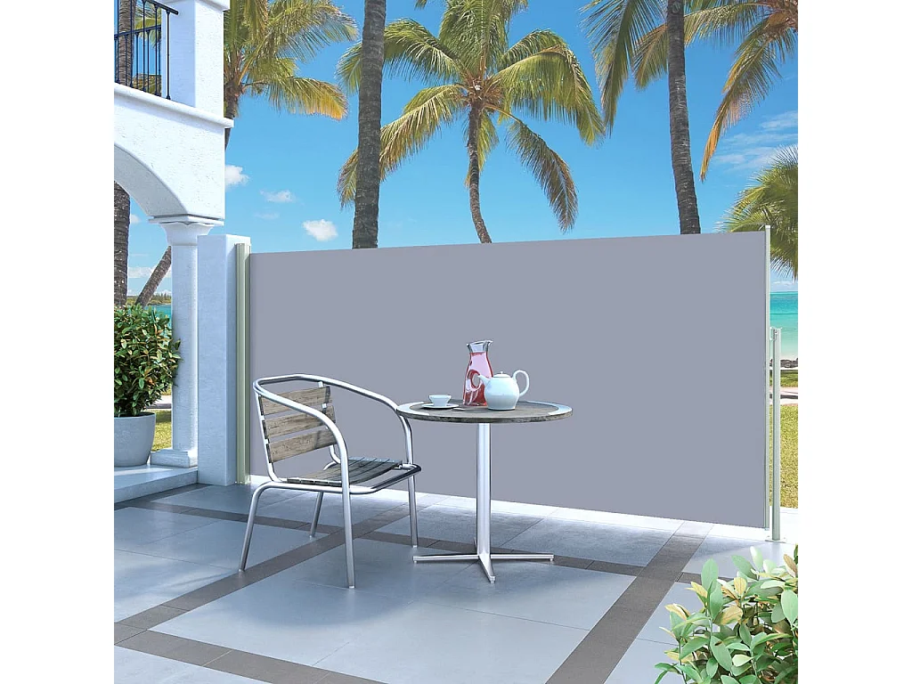 Auvent latéral rétractable 140 x 300 cm Gris WVGQ3840