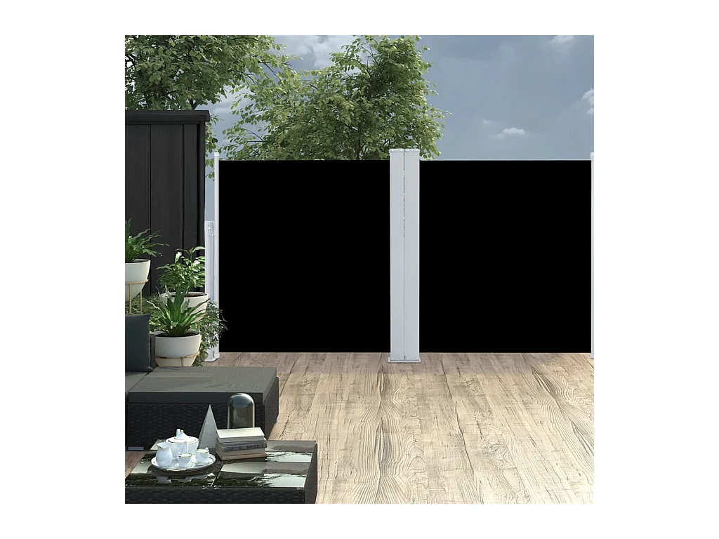 Windscherm uittrekbaar 120x600 cm zwart NL291604