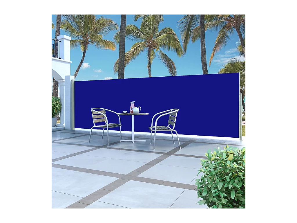 Auvent latéral rétractable de patio 160x500 cm Bleu WVGQ3203