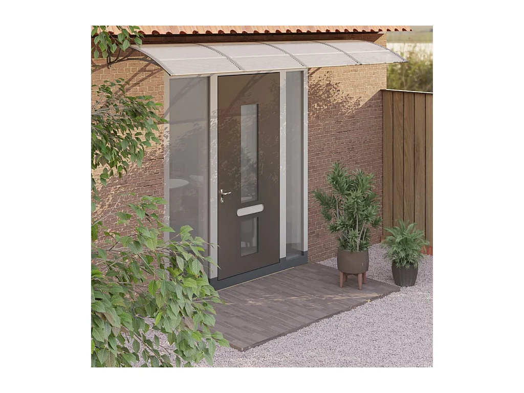 Auvent de porte Gris et transparent 350x80 cm Polycarbonate WVGQ1887