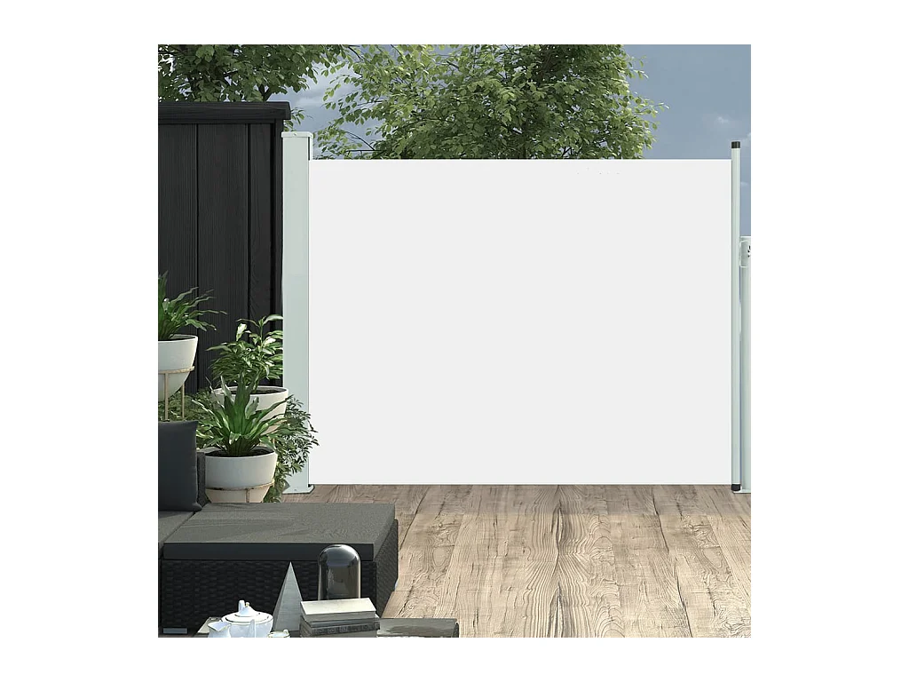 Auvent latéral rétractable de patio 140x500 cm Crème WVGQ7900