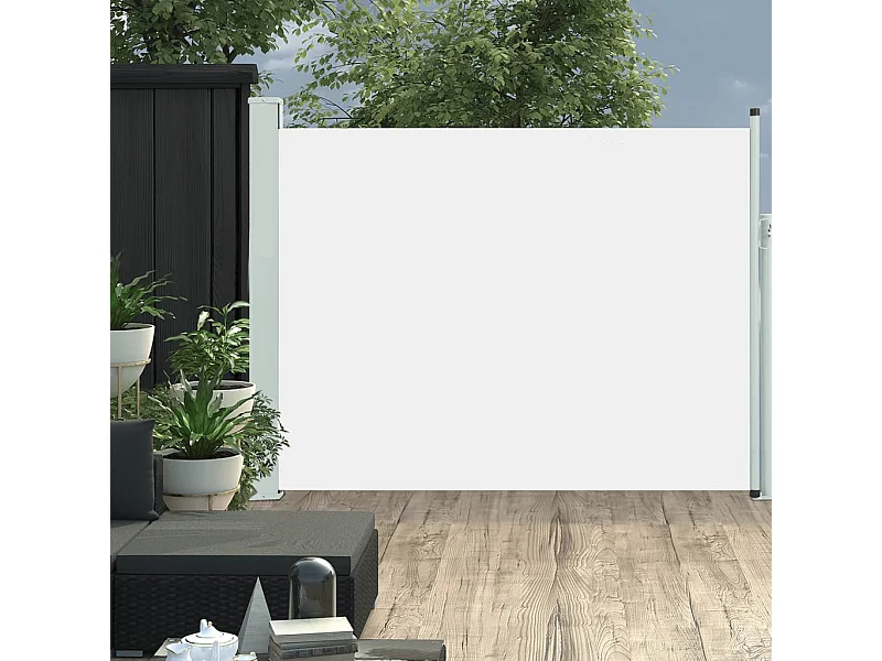 Toldo lateral retráctil de jardín color crema 140x500 cm ES32420