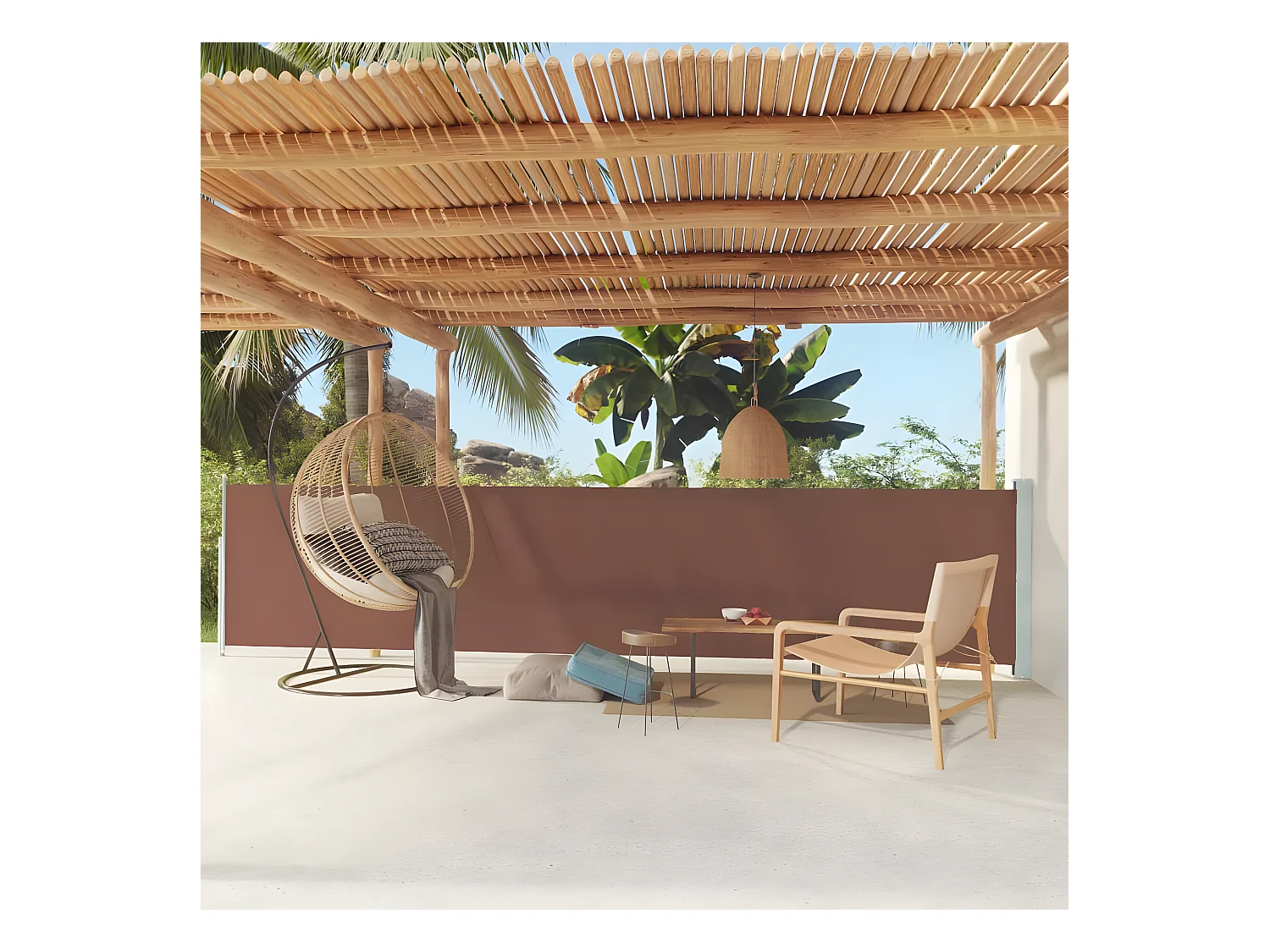 Auvent latéral rétractable de patio 117x600 cm Marron WVGQ9469