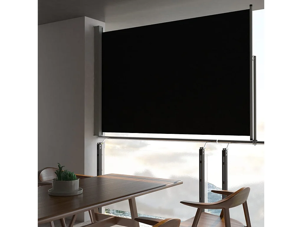 Auvent latéral rétractable de patio 160 x 300 cm Noir WVGQ5461