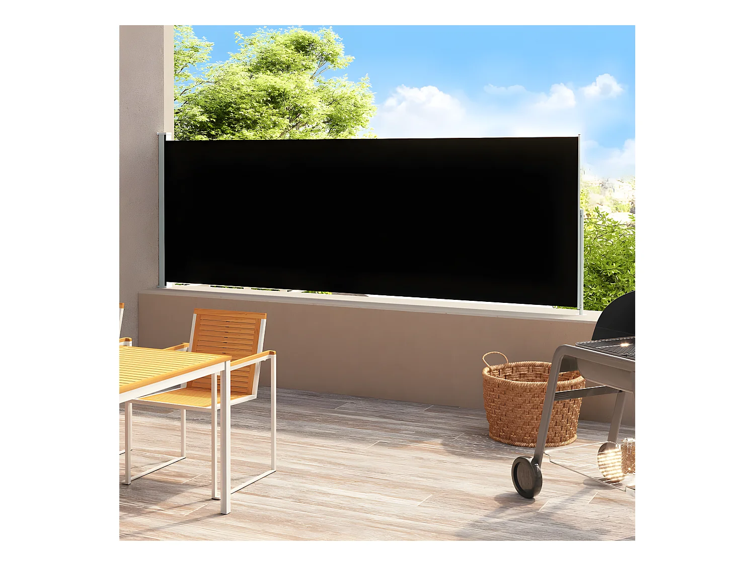 Auvent latéral rétractable de patio 180x500 cm Noir WVGQ4276