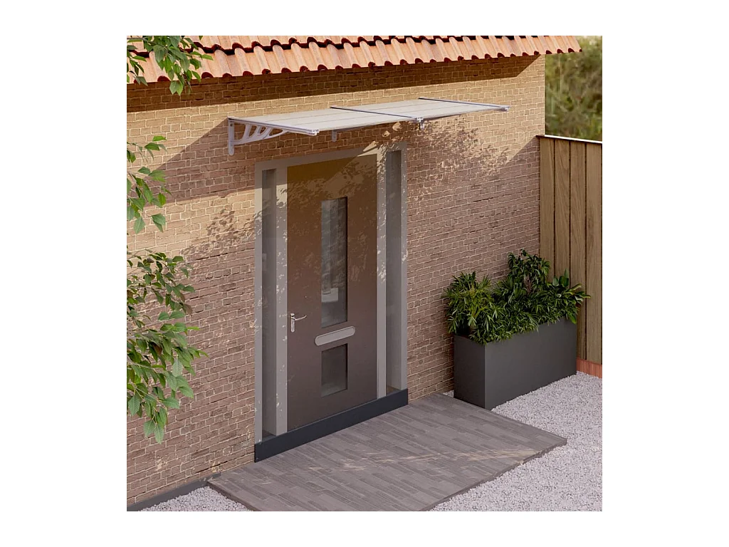 Auvent de porte Gris et transparent 199x90 cm Polycarbonate WVGQ8801